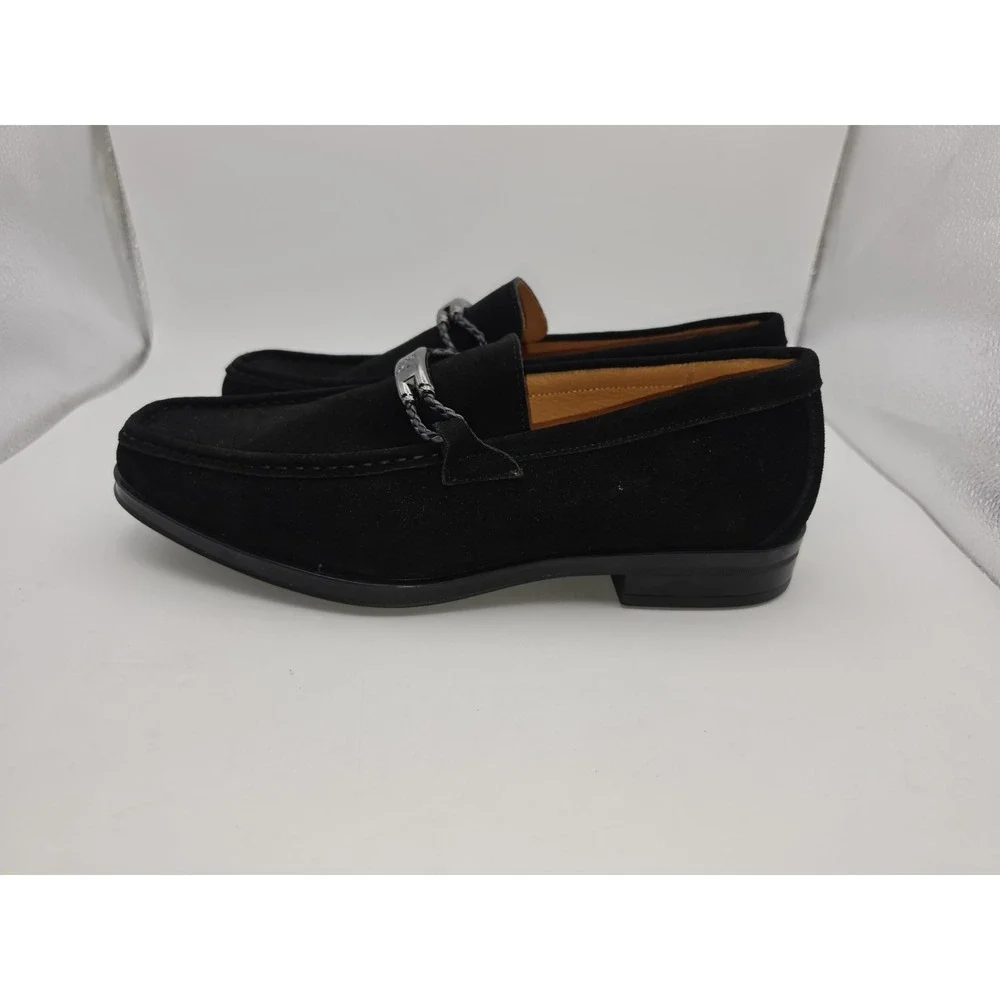 Stacy Adams Neville Mens Loafers Black Suede Moc Toe Bit Slip On Shoes Size 8M